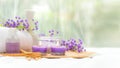 Spa beauty massage health wellness background.ÃÂ  Spa Thai therapy treatment aromatherapy for body woman with purple flower